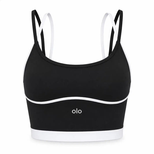Contrast-Strap Longline Bra