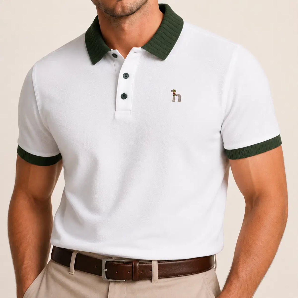 Rib-Collar Cotton Polo