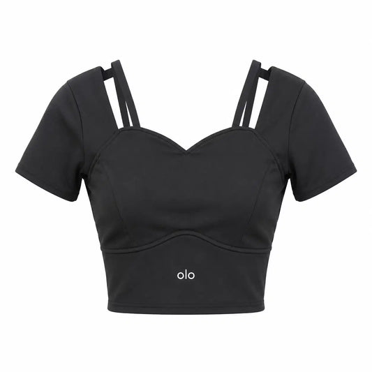 Strappy Short-Sleeve Crop Top