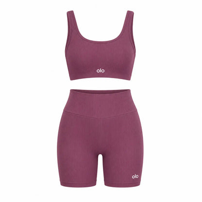 Ribbed Longline Sports Bra Set