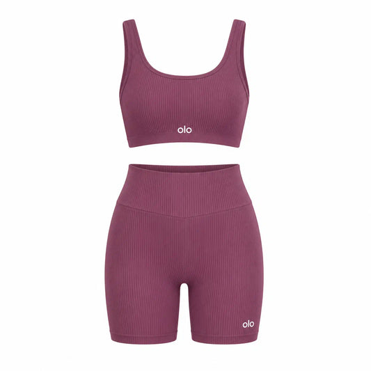 Ribbed Longline Sports Bra Set