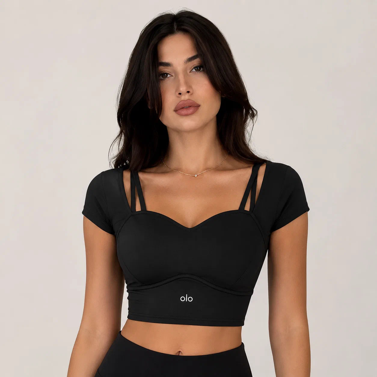 Strappy Short-Sleeve Crop Top