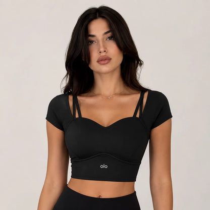 Strappy Short-Sleeve Crop Top