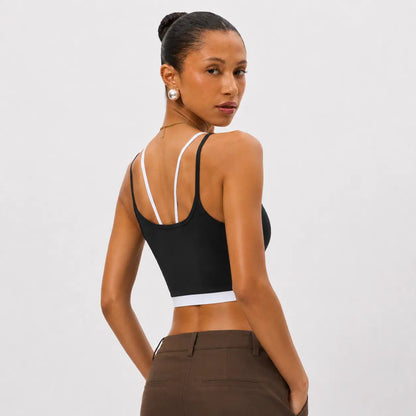 Contrast-Strap Longline Bra