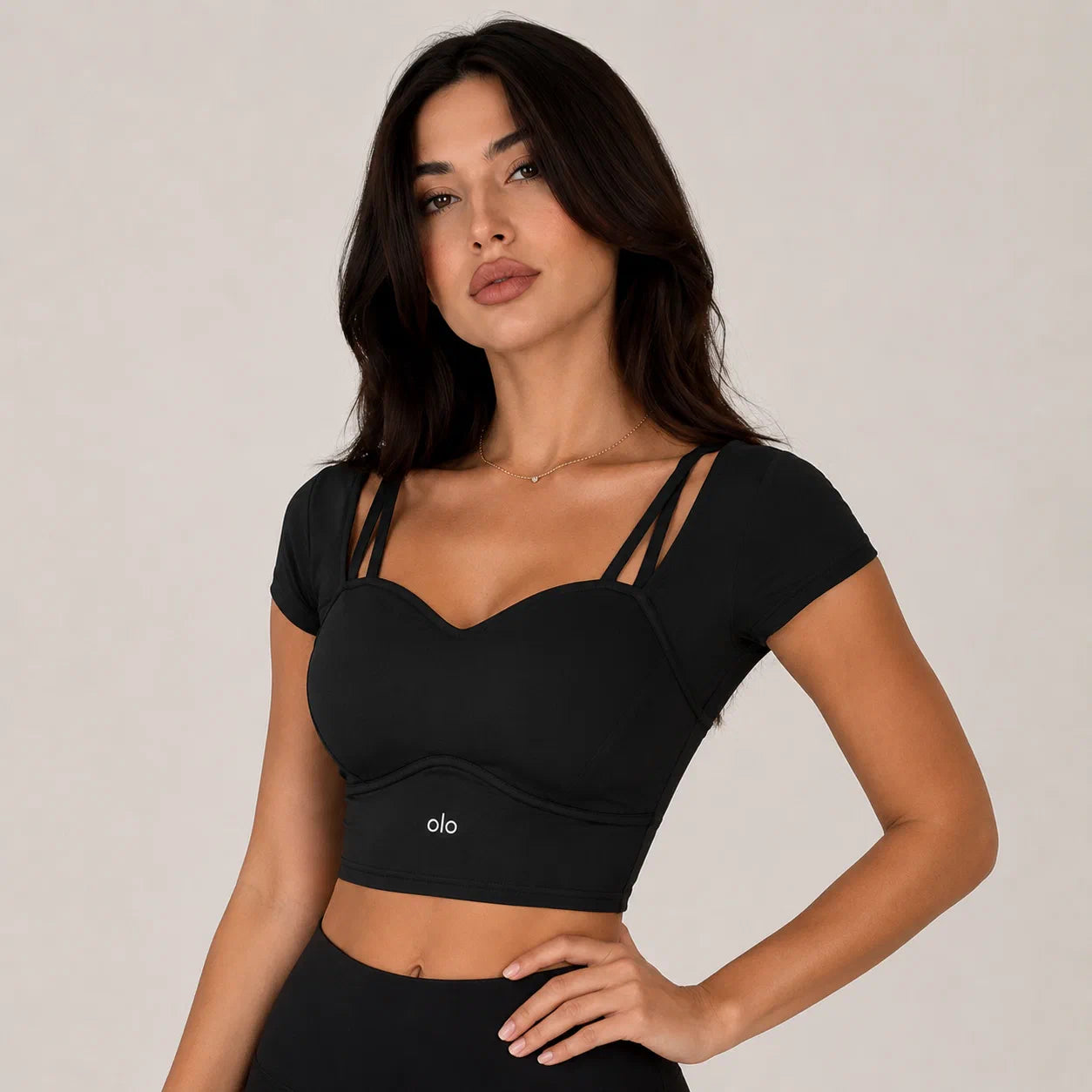 Strappy Short-Sleeve Crop Top
