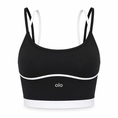 Contrast-Strap Longline Bra
