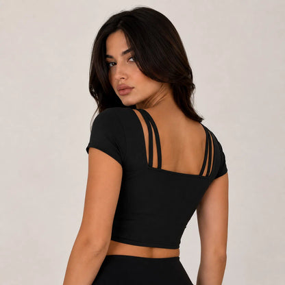 Strappy Short-Sleeve Crop Top