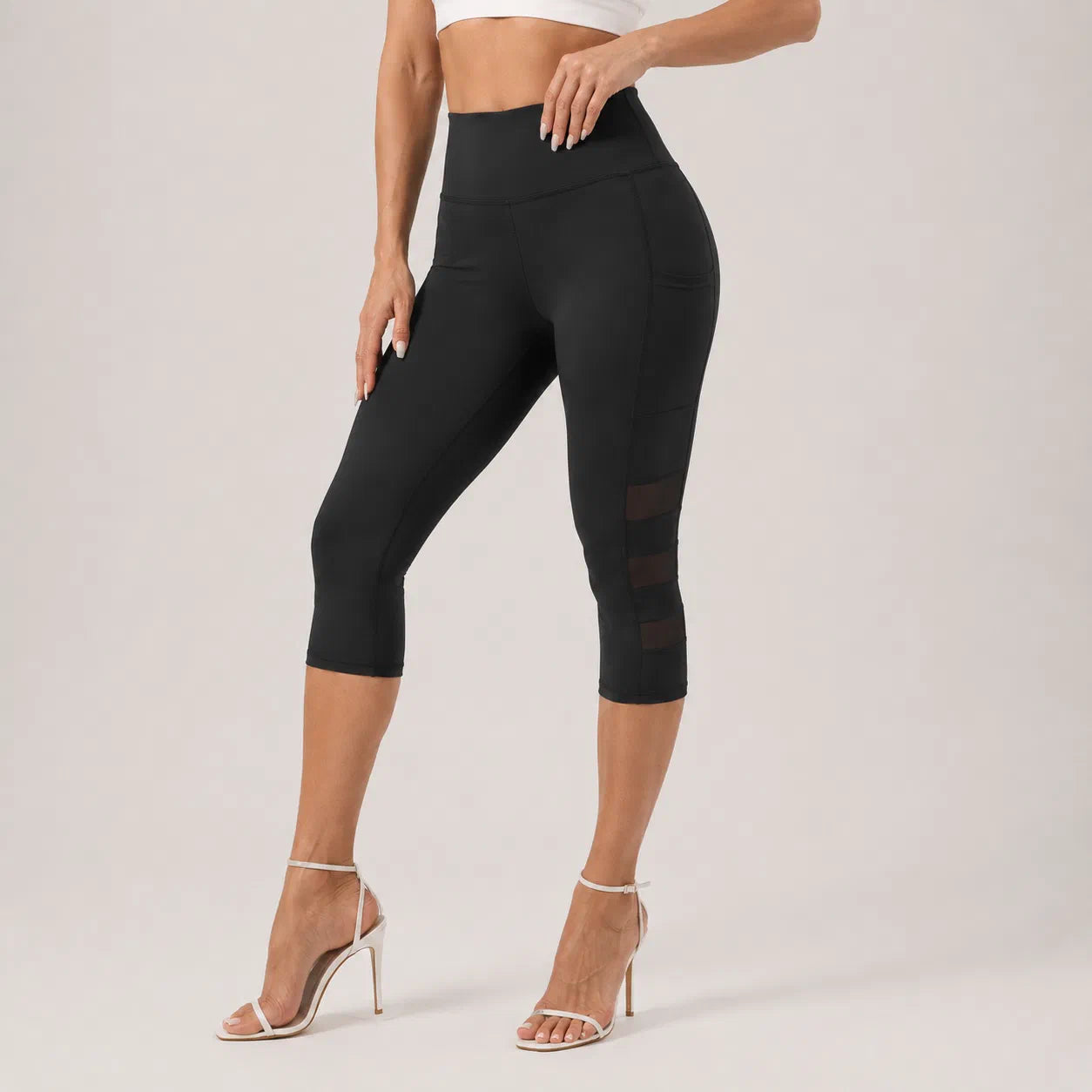High-Waist Pocket Capri Leggings