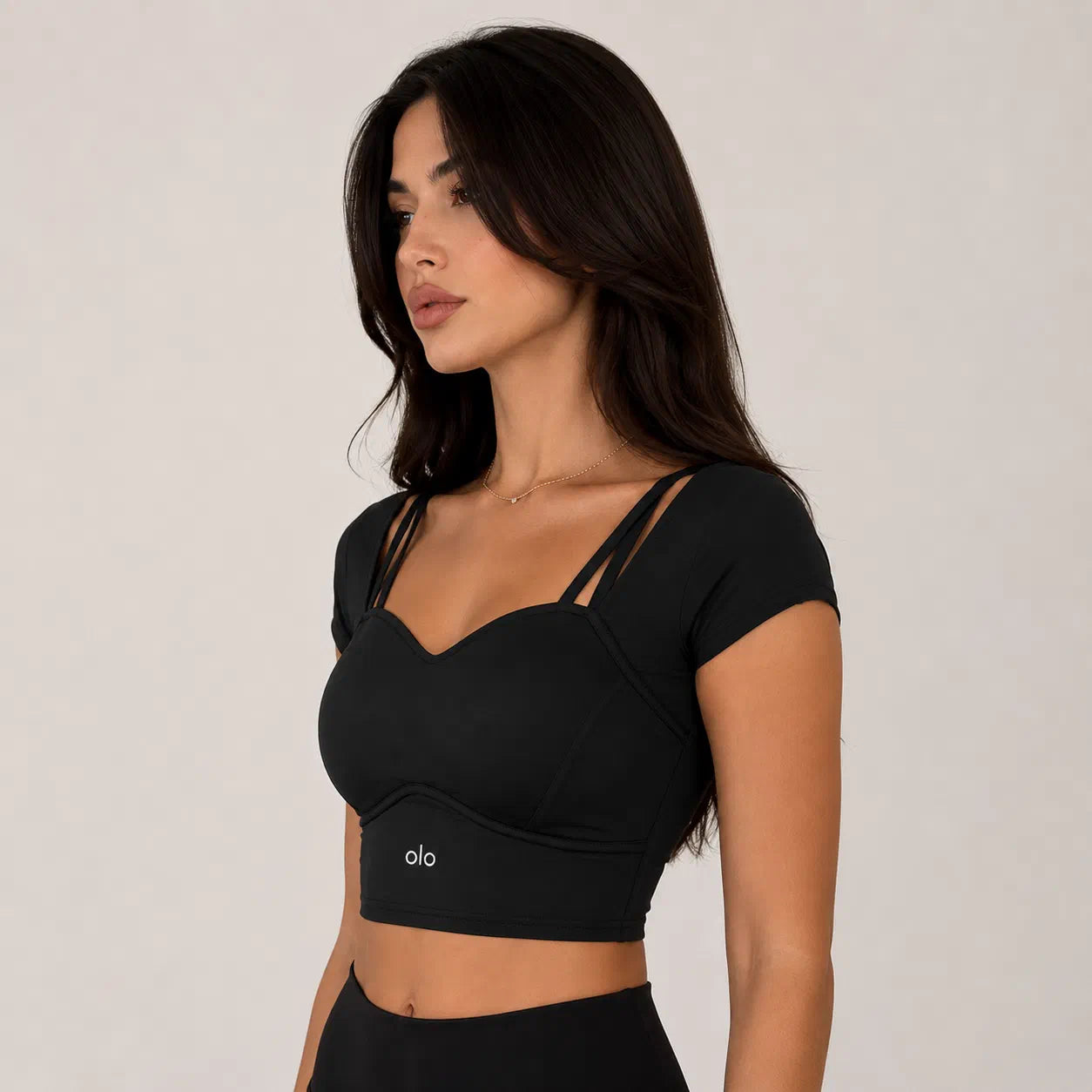 Strappy Short-Sleeve Crop Top