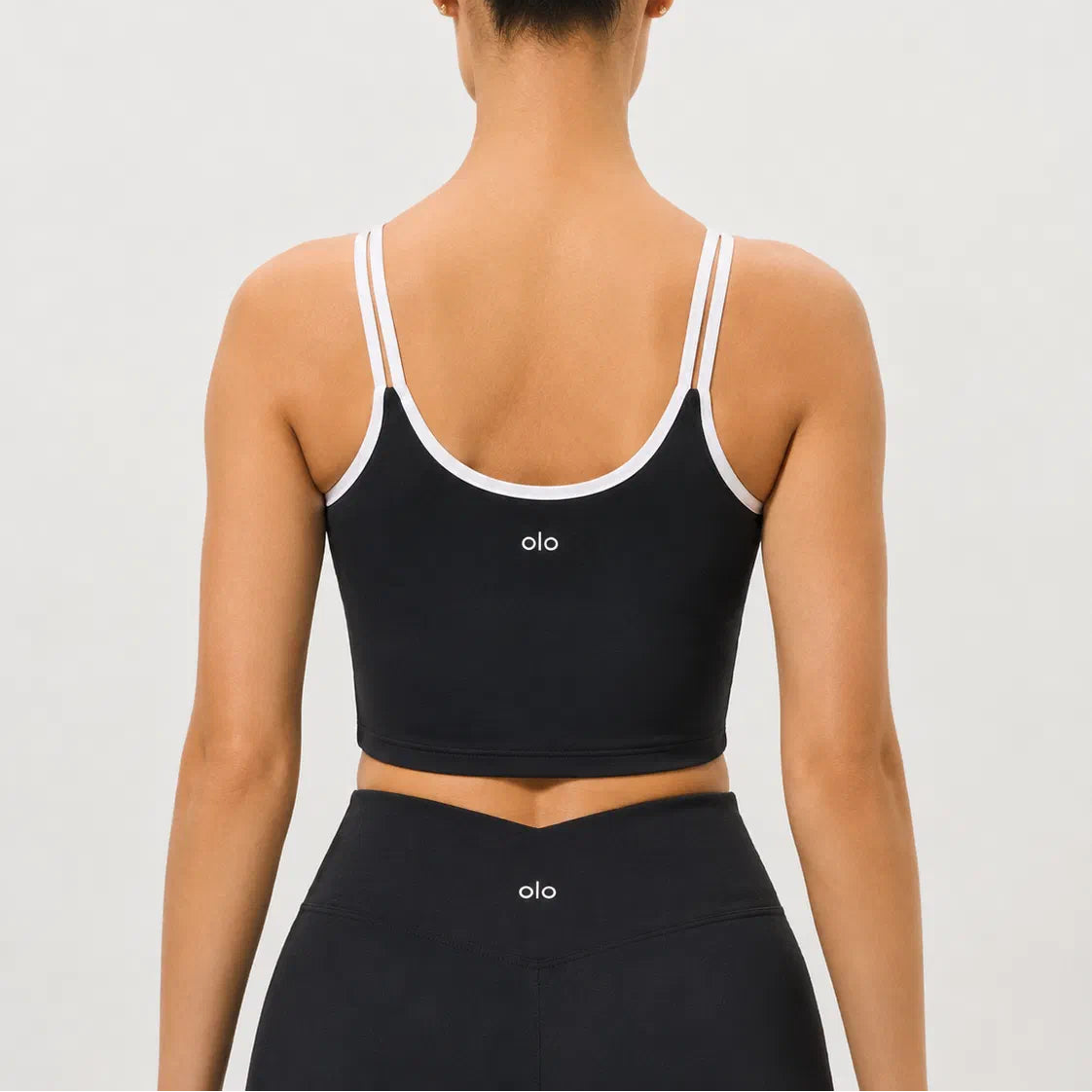 Contrast-Strap Biker Short Set