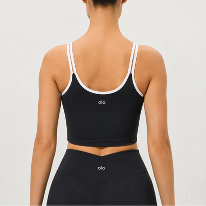 Contrast-Strap Biker Short Set