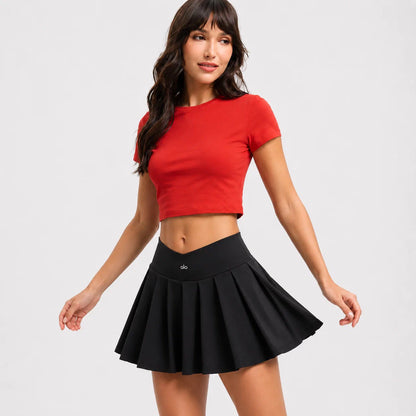 Crossover Pleated Tennis Skirt