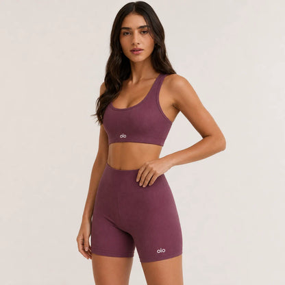 Ribbed Longline Sports Bra Set