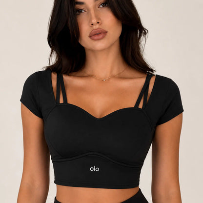 Strappy Short-Sleeve Crop Top