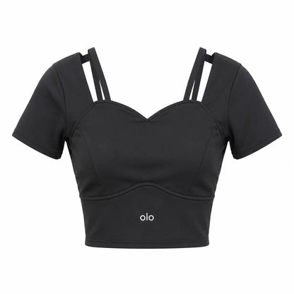 Strappy Short-Sleeve Crop Top